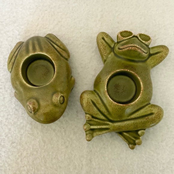 PartyLite Ceramic Frog Tealight Candle Holders